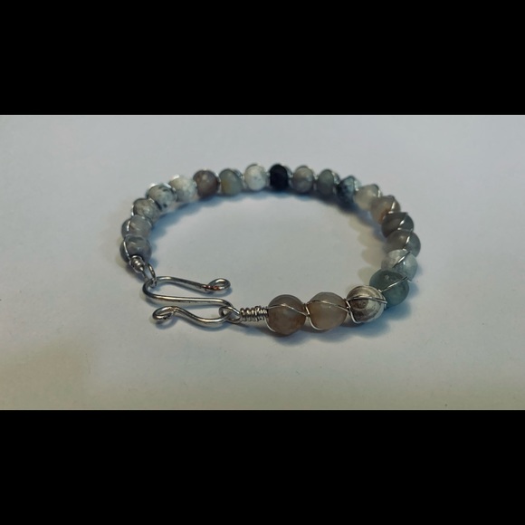 NWT Natural Agate Gemstone Wire Wrapped Bracelet - Picture 3 of 4